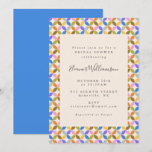 Colourful Modern Geometric Blue Bridal Shower Invitation