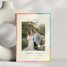 Colourful Modern Geometric Border Photo Wedding