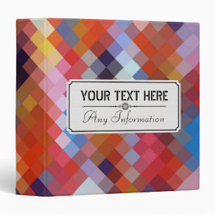 Colourful Modern Geometric Diamond Pattern #11 Binder