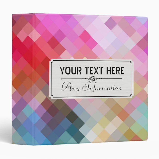 Colourful Modern Geometric Diamond Pattern #12 Binder (Front/Spine)