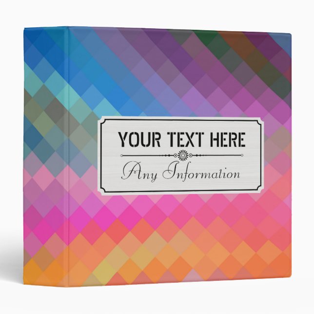 Colourful Modern Geometric Diamond Pattern #14 Binder (Front/Spine)