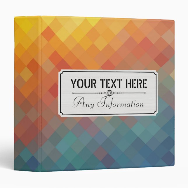 Colourful Modern Geometric Diamond Pattern #18 Binder (Front/Spine)