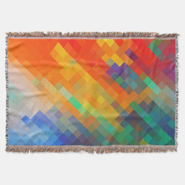 Colourful Modern Geometric Diamond Pattern #20 Throw Blanket (Front)