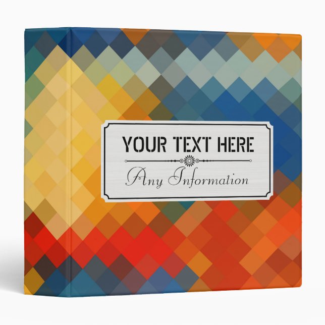 Colourful Modern Geometric Diamond Pattern #21 Binder (Front/Spine)