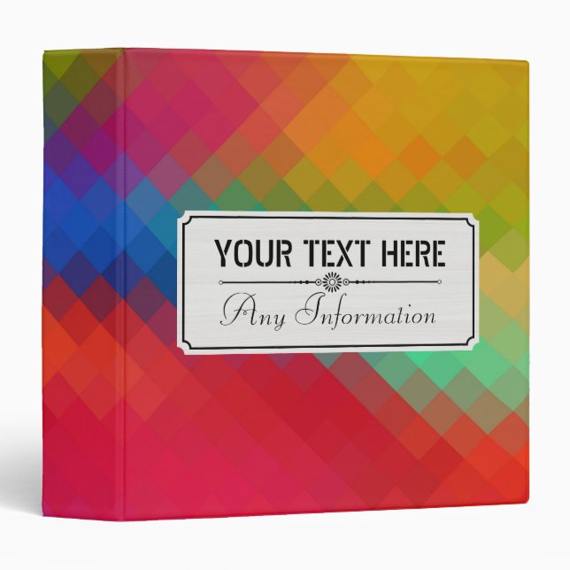 Colourful Modern Geometric Diamond Pattern #2 Binder (Front/Spine)