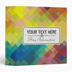 Colourful Modern Geometric Diamond Pattern #5 Binder