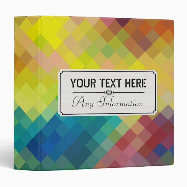 Colourful Modern Geometric Diamond Pattern #5 Binder (Front/Spine)
