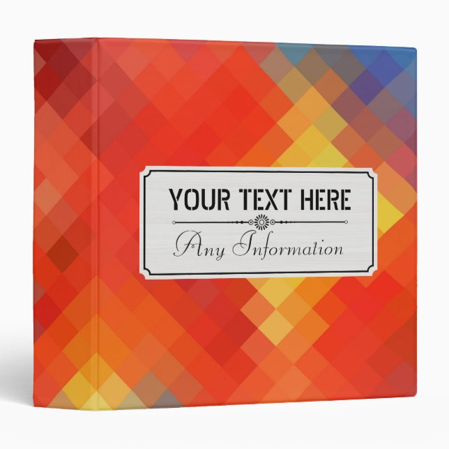 Colourful Modern Geometric Diamond Pattern #8 Binder (Front/Spine)