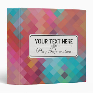 Colourful Modern Geometric Diamond Pattern Binder