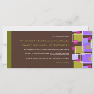 Colourful Modern Geometric Fun Retro Cubes Wedding Invitation