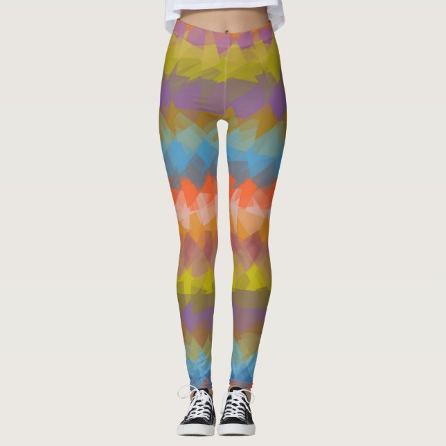 Colourful Modern Geometric Pattern #37 Leggings (Front)
