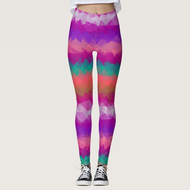 Colourful Modern Geometric Pattern #45 Leggings (Front)