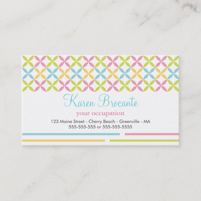 Colourful Modern Geometric Pattern Business Card (Front)