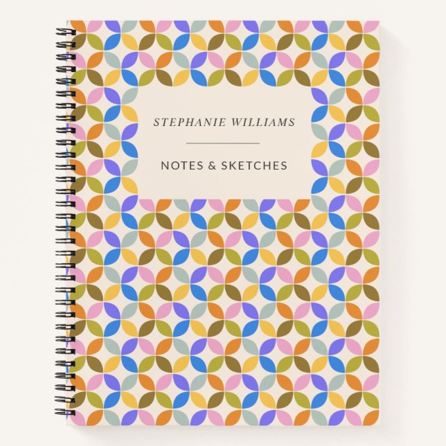 Colourful Modern Geometric Pattern Personalized  Notebook (Front)