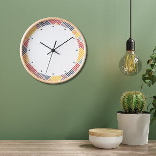 Colourful Modern Geometric Pattern Square Clock