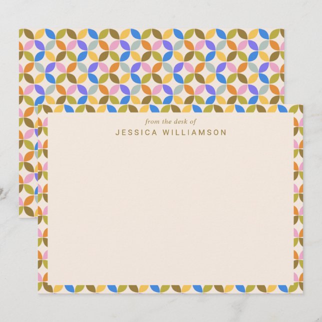 Colourful Modern Geometric Personalized Desk Of Card (Front/Back)