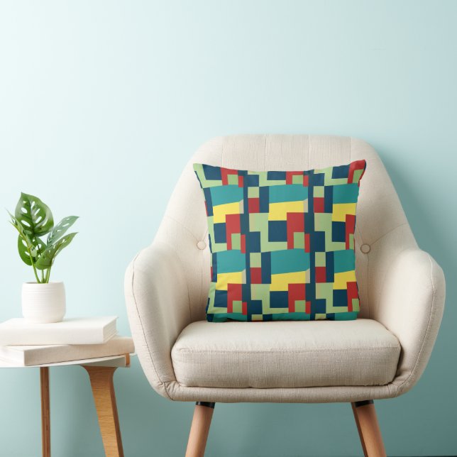Colourful Modern Geometric  Throw Pillow (Chair)
