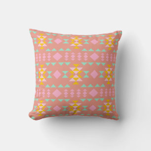 Colourful Modern Geometric Triangles Aztec Pattern Throw Pillow