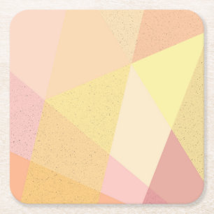 Colourful modern geometry with splatters square paper coaster