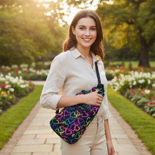 Colourful Modern Girly Neon Love Heart Personalize Sling Bag