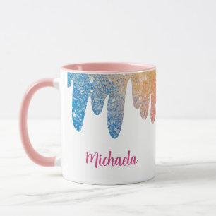 Colourful Modern Glitter Personalized Mug