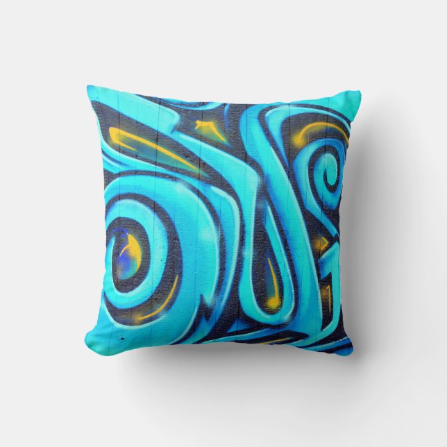 Colourful Modern Graffiti Street Art Painting Throw Pillow (Front)