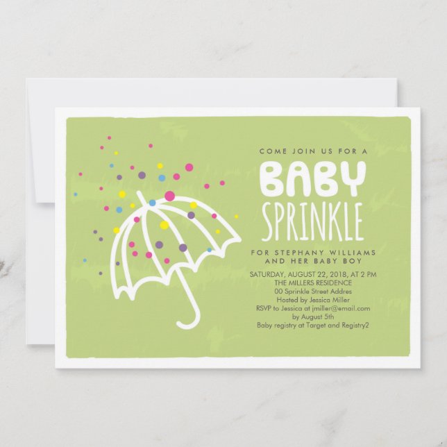 Colourful Modern Green Baby Sprinkle Invitation (Front)