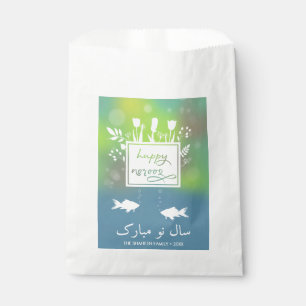 Colourful Modern Happy Norooz Letters Fish Flowers Favour Bag