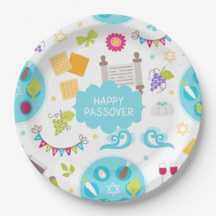 Colourful Modern Happy Passover Paper Plate
