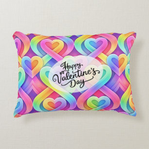Colourful Modern Hearts Pattern Valentine’s Day Accent Pillow