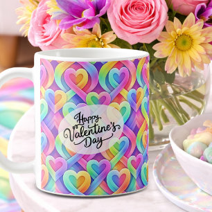 Colourful Modern Hearts Pattern Valentine’s Day Coffee Mug