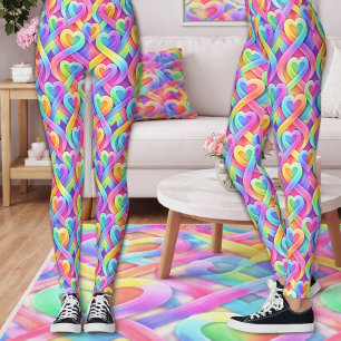 Colourful Modern Hearts Pattern Valentine’s Day  Leggings
