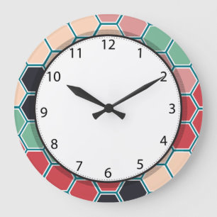 Colourful Modern Hexagon Pattern Large Clock