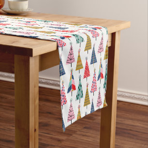 Colourful Modern HolidayTrees Pattern Short Table Runner