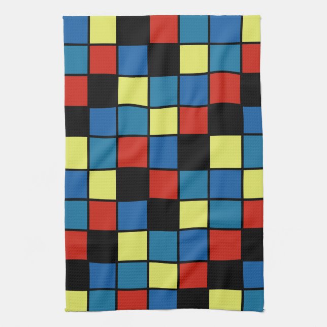 Colourful Modern Horizontal Tiles Pattern version  Kitchen Towel (Vertical)