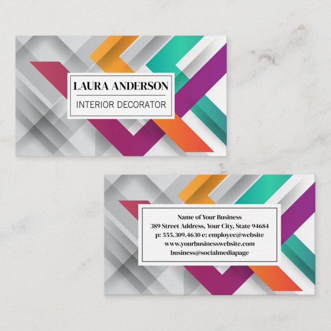 Colourful Modern Lines | Creative Abstract Business Card (Front/Back)