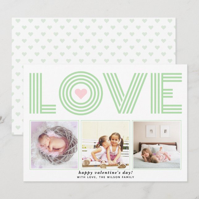 Colourful modern LOVE Valentines Day heart photo H Holiday Card (Front/Back)