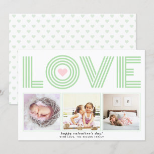 Colourful modern LOVE Valentines Day heart photo H Holiday Card