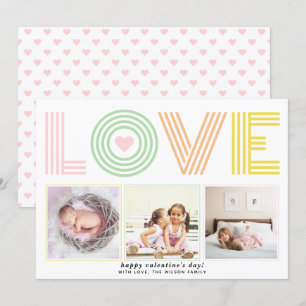Colourful modern LOVE Valentines Day heart photo Holiday Card