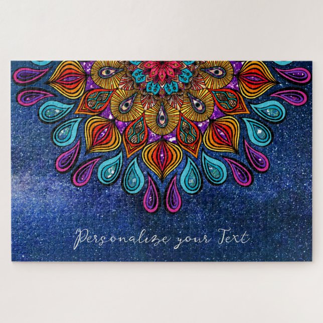  Colourful Modern Mandala Trippy Psychedelic Hippi Jigsaw Puzzle (Horizontal)