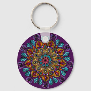  Colourful Modern Mandala Trippy Psychedelic Hippi Keychain