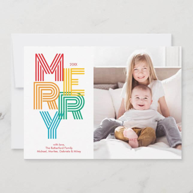 Colourful Modern MERRY Christmas Holiday Photo Car (Front)