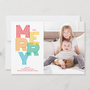 Colourful Modern MERRY Christmas Holiday Photo Car Card