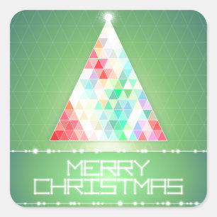 Colourful Modern Merry Christmas Square Sticker