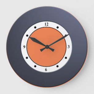 Colourful Modern Metallic Blue Frame on any Colour Large Clock
