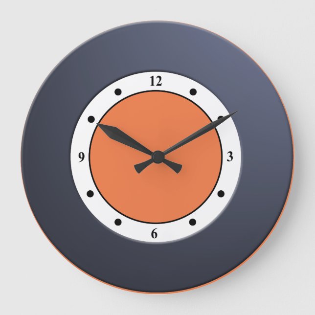 Colourful Modern Metallic Blue Frame on any Colour Large Clock (Front)