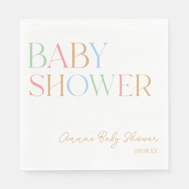 Colourful Modern Minimal Minimalist Baby Shower  Napkin (Front)