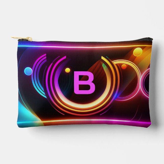 Colourful Modern Monogram Neon Personalized Accessory Pouch (Front)
