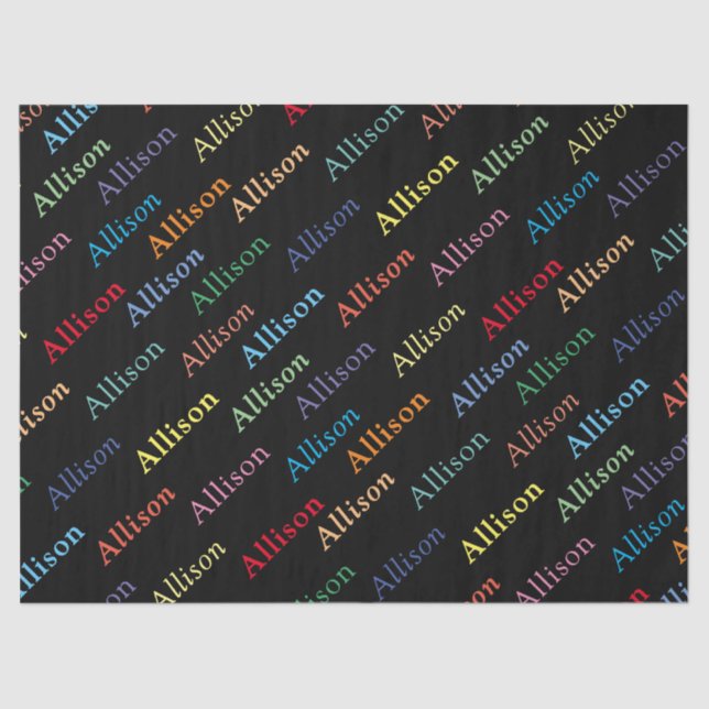 Colourful Modern Monogrammed Simple Black Tissue Paper (Front)