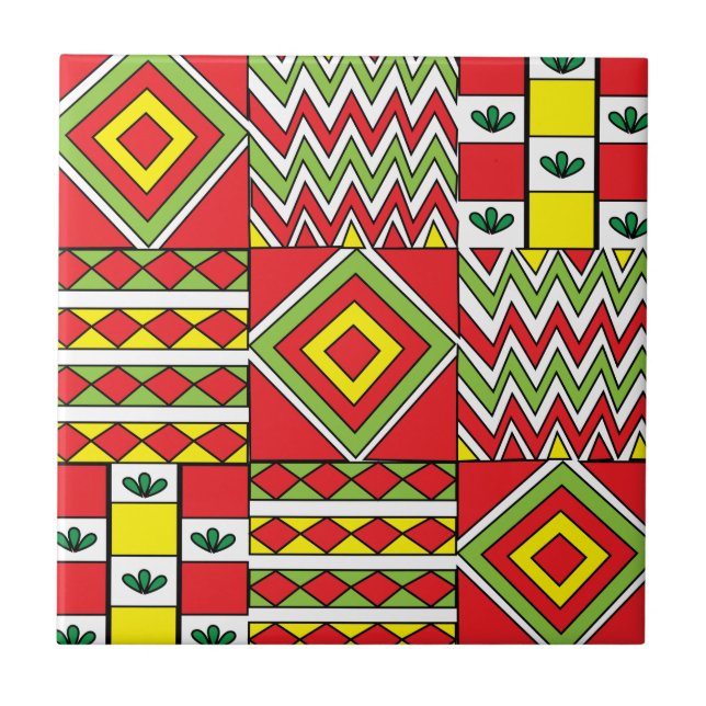 Colourful Modern Moroccan Mosaic Pattern Tile (Front)